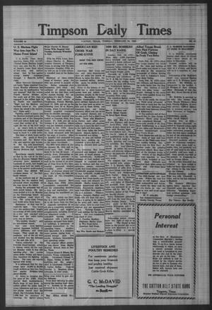 Timpson Daily Times (Timpson, Tex.), Vol. 44, No. 37, Ed. 1 Tuesday, February 20, 1945