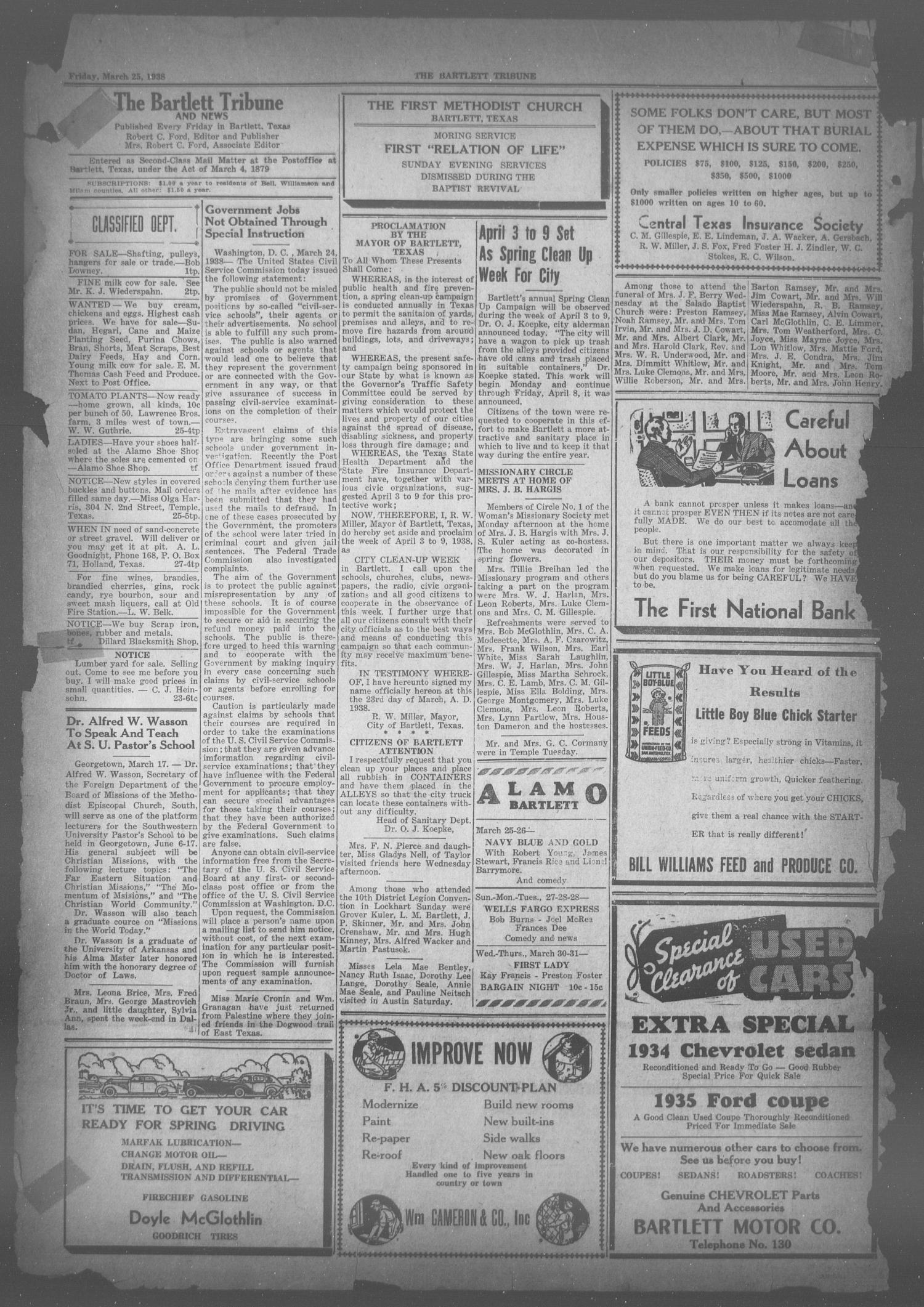 The Bartlett Tribune and News (Bartlett, Tex.), Vol. 51, No. 27, Ed. 1, Friday, March 25, 1938
                                                
                                                    [Sequence #]: 2 of 6
                                                
