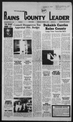 Rains County Leader (Emory, Tex.), Vol. 101, No. 23, Ed. 1 Thursday, November 17, 1988