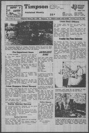 Timpson News (Timpson, Tex.), Vol. 3, No. 14, Ed. 1 Thursday, April 16, 1987