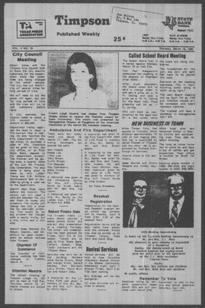 Timpson News (Timpson, Tex.), Vol. 3, No. 10, Ed. 1 Thursday, March 19, 1987