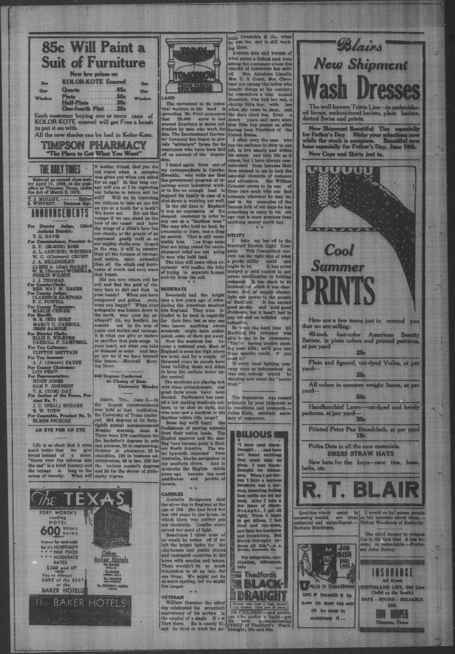 Timpson Daily Times (Timpson, Tex.), Vol. 31, No. 115, Ed. 1 Wednesday, June 8, 1932
                                                
                                                    [Sequence #]: 2 of 4
                                                