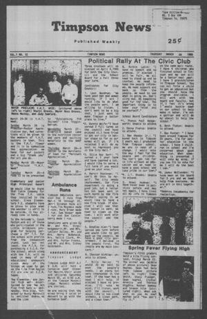 Timpson News (Timpson, Tex.), Vol. 1, No. 12, Ed. 1 Thursday, March 28, 1985