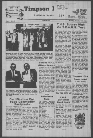 Timpson News (Timpson, Tex.), Vol. 1, No. 49, Ed. 1 Thursday, December 12, 1985