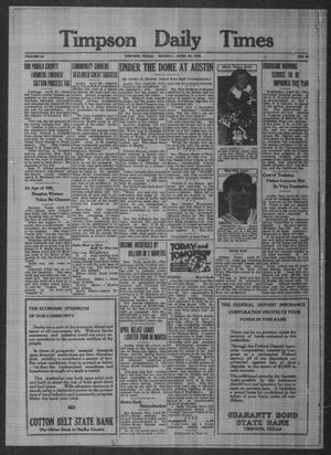 Timpson Daily Times (Timpson, Tex.), Vol. 34, No. 85, Ed. 1 Monday, April 29, 1935