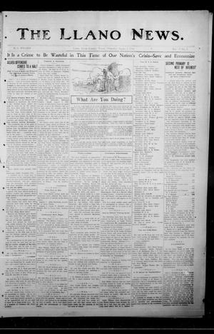 The Llano News. (Llano, Tex.), Vol. 35, No. 4, Ed. 1 Thursday, August 1, 1918