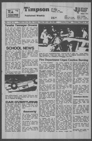 Timpson News (Timpson, Tex.), Vol. 3, No. 30, Ed. 1 Thursday, August 6, 1987