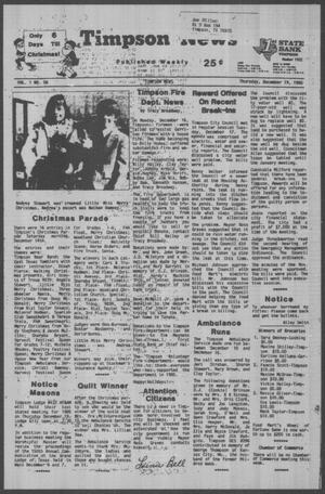 Timpson News (Timpson, Tex.), Vol. 1, No. 50, Ed. 1 Thursday, December 19, 1985