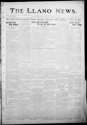 The Llano News. (Llano, Tex.), Vol. 35, No. 12, Ed. 1 Thursday, September 26, 1918