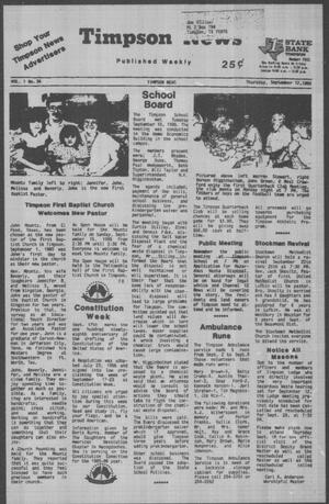 Timpson News (Timpson, Tex.), Vol. 1, No. 36, Ed. 1 Thursday, September 12, 1985