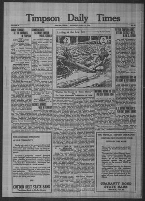 Timpson Daily Times (Timpson, Tex.), Vol. 34, No. 84, Ed. 1 Saturday, April 27, 1935