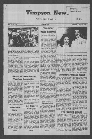 Timpson News (Timpson, Tex.), Vol. 1, No. 17, Ed. 1 Thursday, May 2, 1985