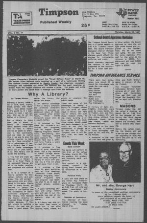 Timpson News (Timpson, Tex.), Vol. 3, No. 11, Ed. 1 Thursday, March 26, 1987