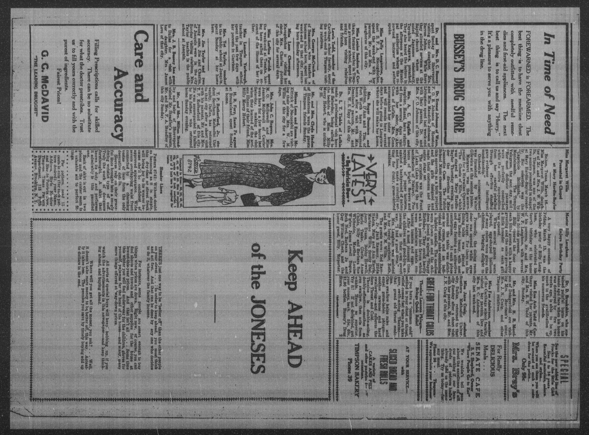 Timpson Daily Times (Timpson, Tex.), Vol. 35, No. 54, Ed. 1 Monday, March 16, 1936
                                                
                                                    [Sequence #]: 3 of 4
                                                