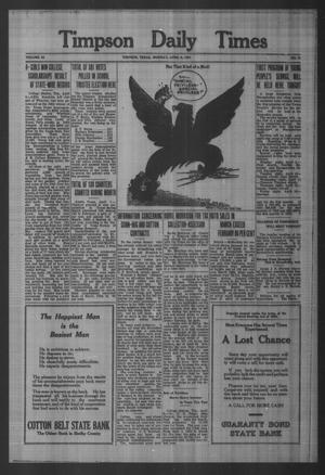 Timpson Daily Times (Timpson, Tex.), Vol. 33, No. 71, Ed. 1 Monday, April 9, 1934