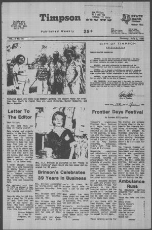 Timpson News (Timpson, Tex.), Vol. 2, No. 26, Ed. 1 Thursday, July 3, 1986