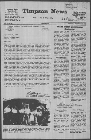 Timpson News (Timpson, Tex.), Vol. 1, No. 38, Ed. 1 Thursday, September 26, 1985