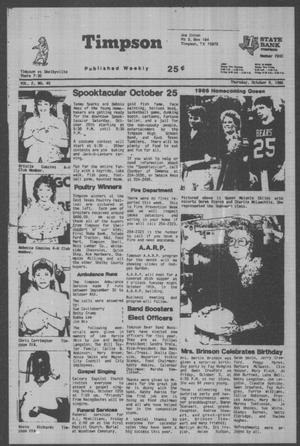 Timpson News (Timpson, Tex.), Vol. 2, No. 40, Ed. 1 Thursday, October 9, 1986