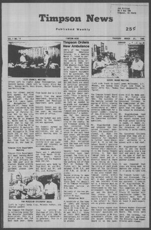 Timpson News (Timpson, Tex.), Vol. 1, No. 11, Ed. 1 Thursday, March 21, 1985
