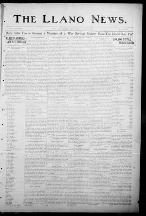 The Llano News. (Llano, Tex.), Vol. 34, No. 42, Ed. 1 Thursday, April 25, 1918