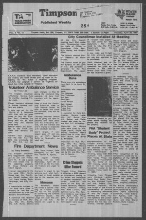 Timpson News (Timpson, Tex.), Vol. 3, No. 15, Ed. 1 Thursday, April 23, 1987