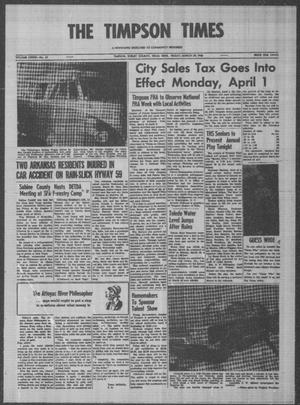 Primary view of object titled 'The Timpson Times (Timpson, Tex.), Vol. 83, No. 13, Ed. 1 Friday, March 29, 1968'.