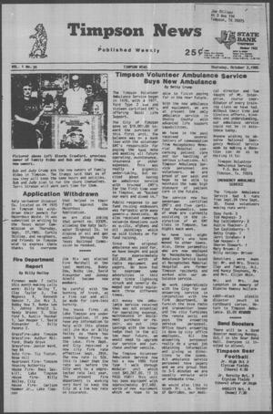 Timpson News (Timpson, Tex.), Vol. 1, No. 39, Ed. 1 Thursday, October 3, 1985