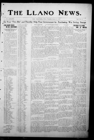 Primary view of object titled 'The Llano News. (Llano, Tex.), Vol. 34, No. 27, Ed. 1 Thursday, January 10, 1918'.