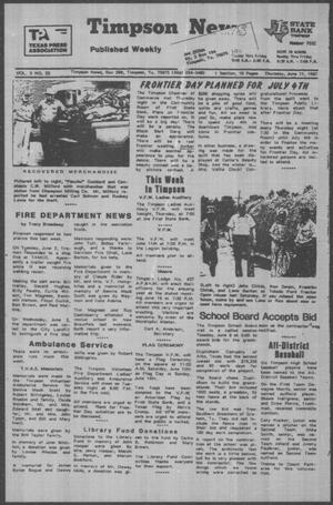 Timpson News (Timpson, Tex.), Vol. 3, No. 22, Ed. 1 Thursday, June 11, 1987