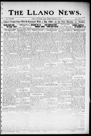 The Llano News. (Llano, Tex.), Vol. 36, No. 8, Ed. 1 Thursday, September 4, 1919
