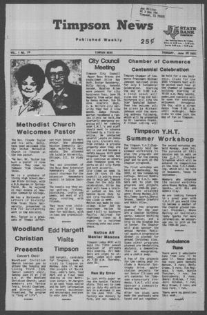 Timpson News (Timpson, Tex.), Vol. 1, No. 24, Ed. 1 Thursday, June 20, 1985