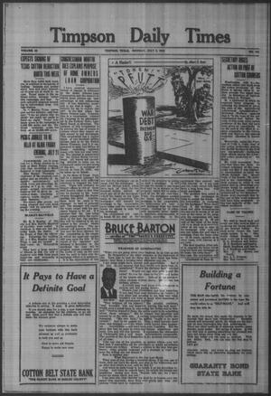 Timpson Daily Times (Timpson, Tex.), Vol. 32, No. 131, Ed. 1 Monday, July 3, 1933