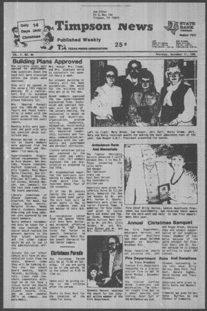 Timpson News (Timpson, Tex.), Vol. 2, No. 46, Ed. 1 Thursday, December 11, 1986