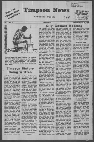 Timpson News (Timpson, Tex.), Vol. 1, No. 33, Ed. 1 Thursday, August 22, 1985