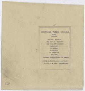Primary view of object titled 'Consolidated Community School Building, Monahans, Texas: Title Page'.