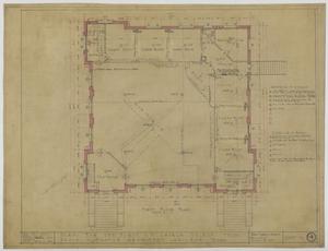 Primary view of object titled 'First Methodist Episcopal Church, De Leon, Texas: First Floor Plan'.