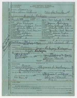 [Birth Certificate of Ermila Dehoyos]