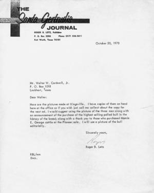 [A letter with "The Santa Gertrudis Journal"]