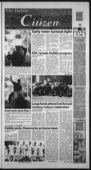 Primary view of object titled 'The Dublin Citizen (Dublin, Tex.), Vol. 20, No. 35, Ed. 1 Thursday, April 29, 2010'.