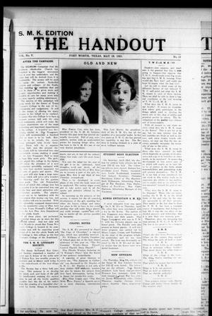 The Handout (Fort Worth, Tex.), Vol. 5, No. 11, Ed. 1 Wednesday, May 18, 1921