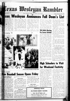 Texas Wesleyan Rambler (Fort Worth, Tex.), Vol. 46, No. 21, Ed. 1 Friday, February 25, 1972