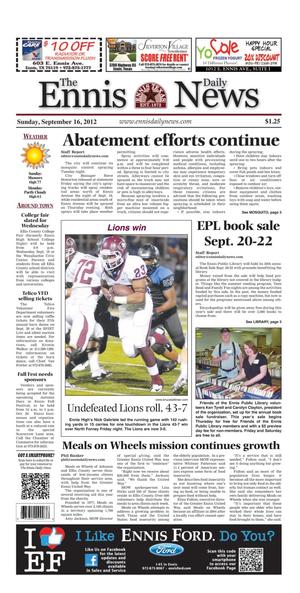 The Ennis Daily News (Ennis, Tex.), Ed. 1 Sunday, September 16, 2012