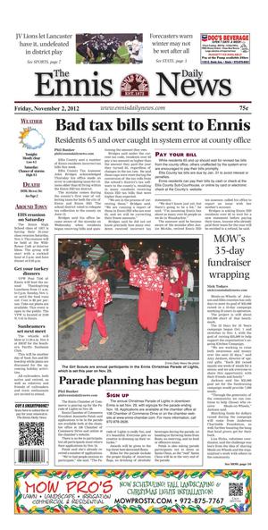 The Ennis Daily News (Ennis, Tex.), Ed. 1 Friday, November 2, 2012