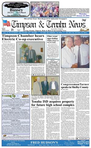 Primary view of object titled 'Timpson & Tenaha News (Timpson, Tex.), Vol. 16, No. 04, Ed. 1 Thursday, January 25, 2001'.