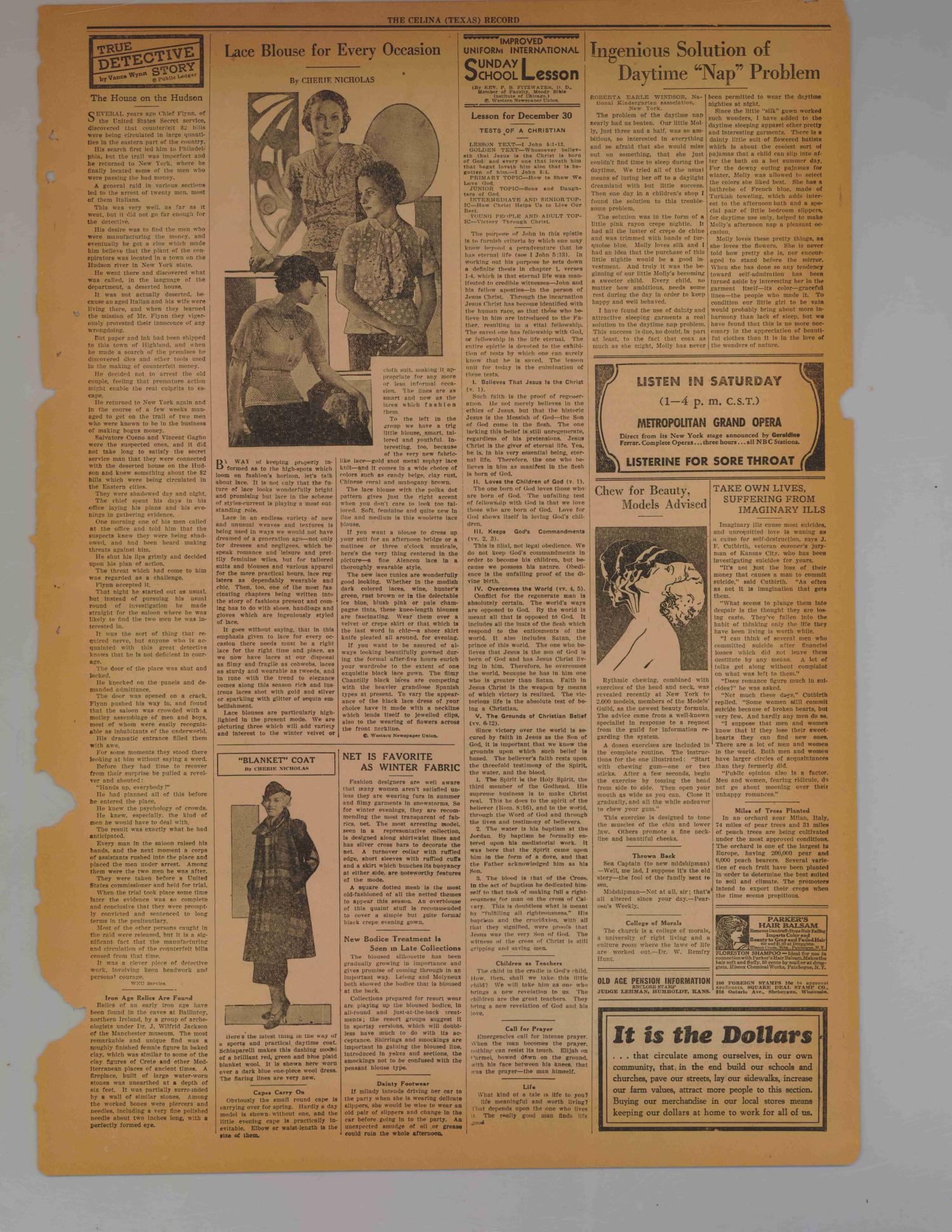 The Celina Record (Celina, Tex.), Vol. 33, No. 26, Ed. 1 Thursday, December 27, 1934
                                                
                                                    [Sequence #]: 5 of 6
                                                