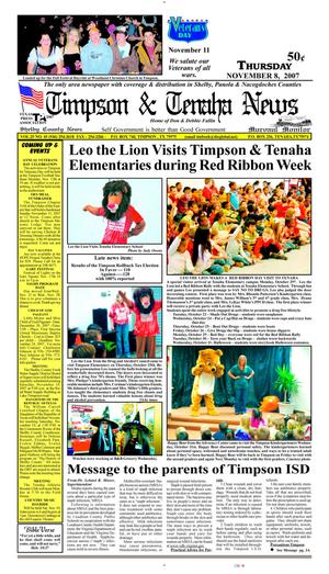 Primary view of object titled 'Timpson & Tenaha News (Timpson, Tex.), Vol. 25, No. 45, Ed. 1 Thursday, November 8, 2007'.