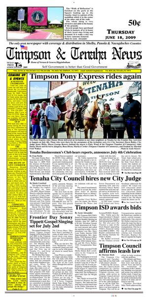Timpson & Tenaha News (Timpson, Tex.), Vol. 28, No. 24, Ed. 1 Thursday, June 18, 2009
