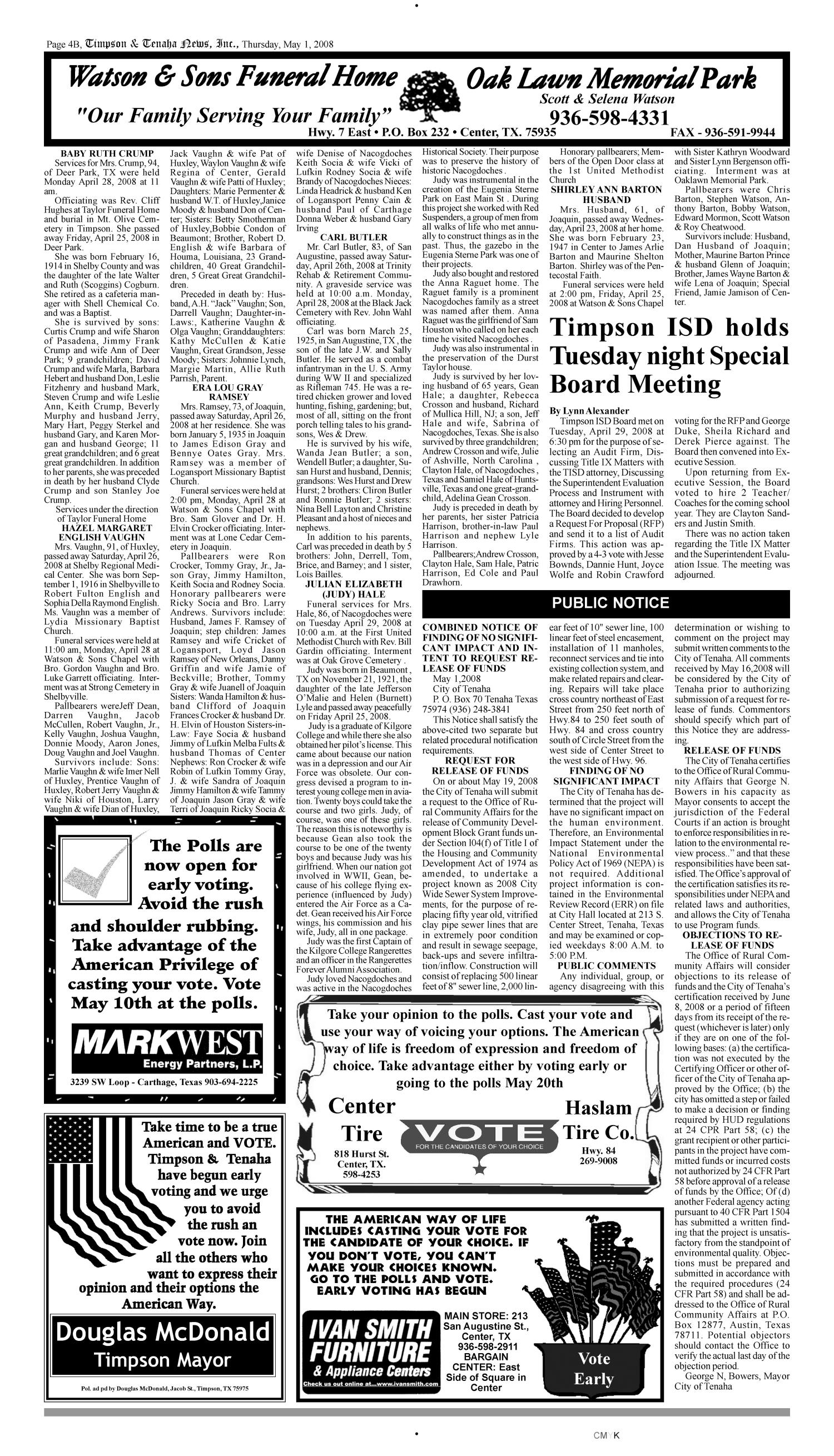 Timpson Tenaha News Timpson Tex Vol 26 No 18 Ed 1