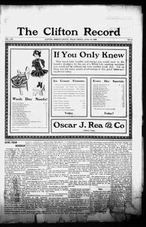 The Clifton Record (Clifton, Tex.), Vol. 13, No. 12, Ed. 1 Friday, June 19, 1908