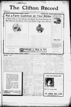 The Clifton Record (Clifton, Tex.), Vol. 18, No. 52, Ed. 1 Friday, March 21, 1913